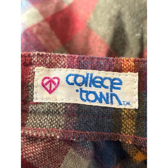 College Town rust plaid mini skirt, vintage, 70s, academia, school girl, preppy - Picture 4 of 4